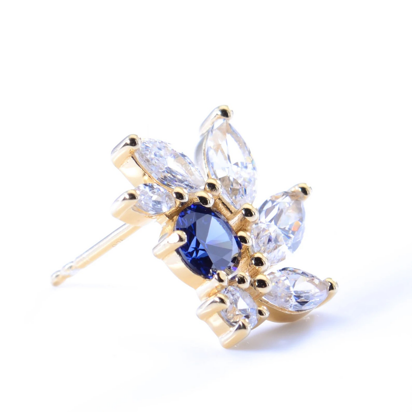 Sapphire CZ Bridal Earrings in Gold