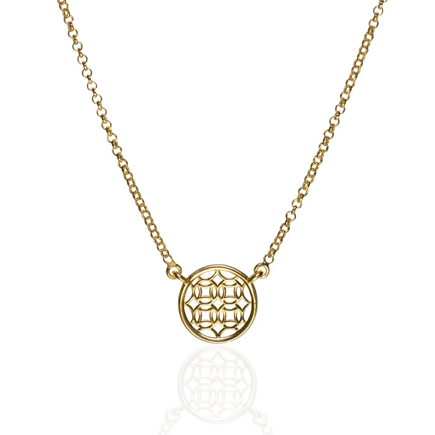 Gold Round Lace Filigree Necklace