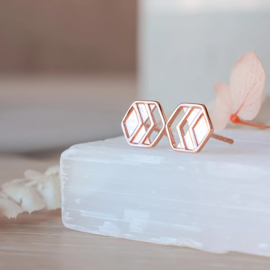 Rose Gold Chevron Stud Earrings