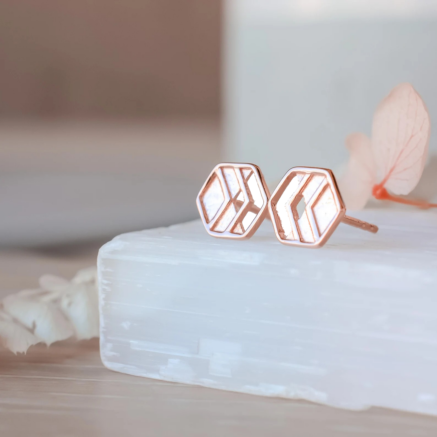 Rose Gold Chevron Stud Earrings