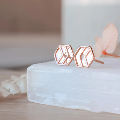 Rose Gold Chevron Stud Earrings