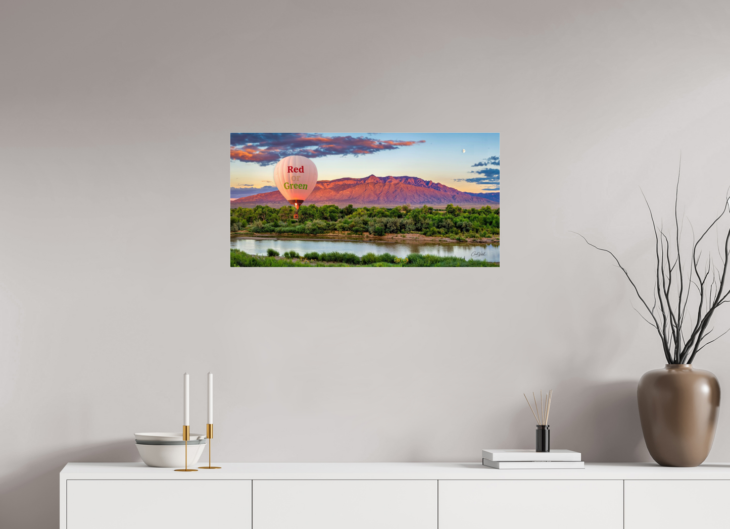 32 x 16″, Photo Print Under Acrylic Glass Sandia Sunset Fantasy - Red or Green