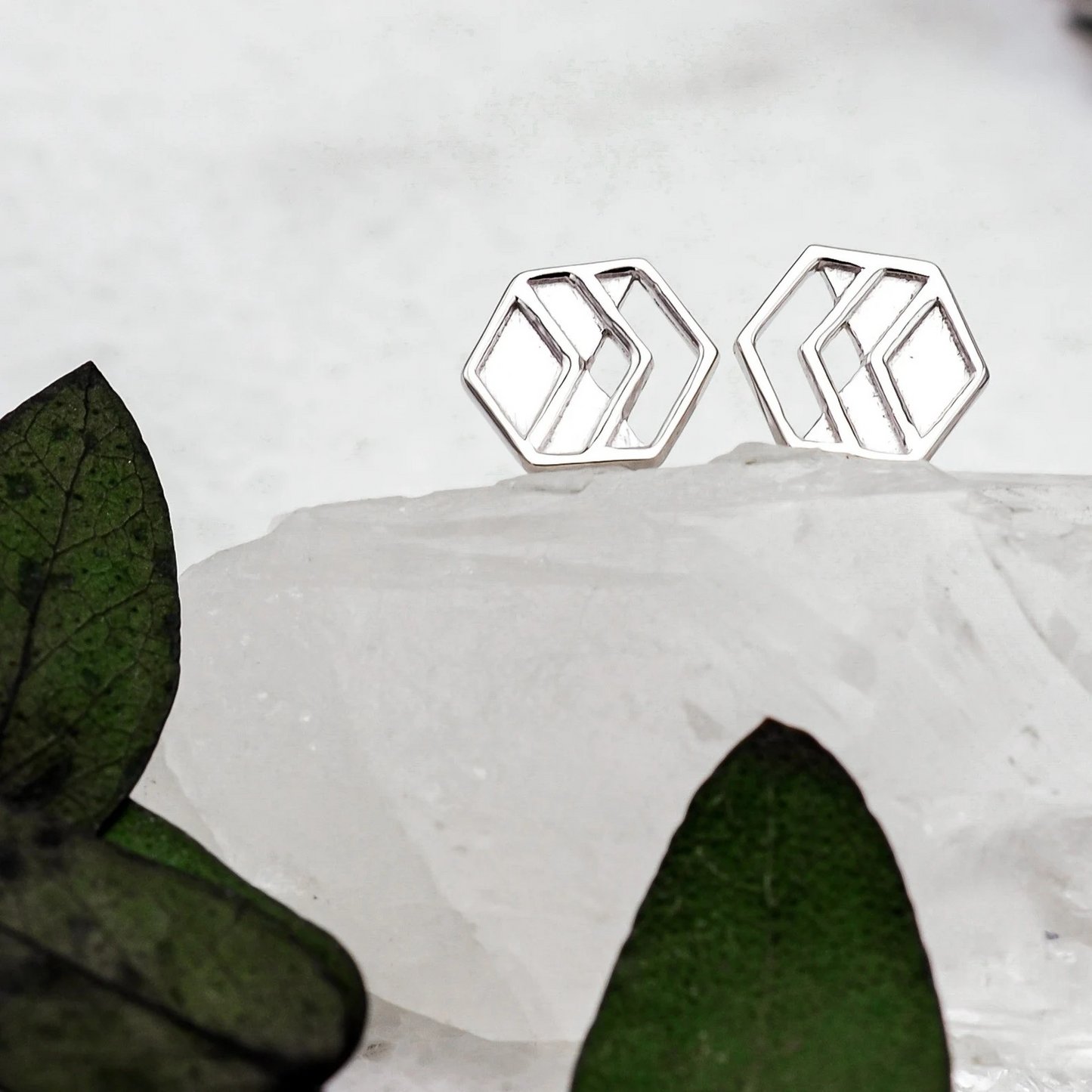 Silver Chevron Stud Earrings