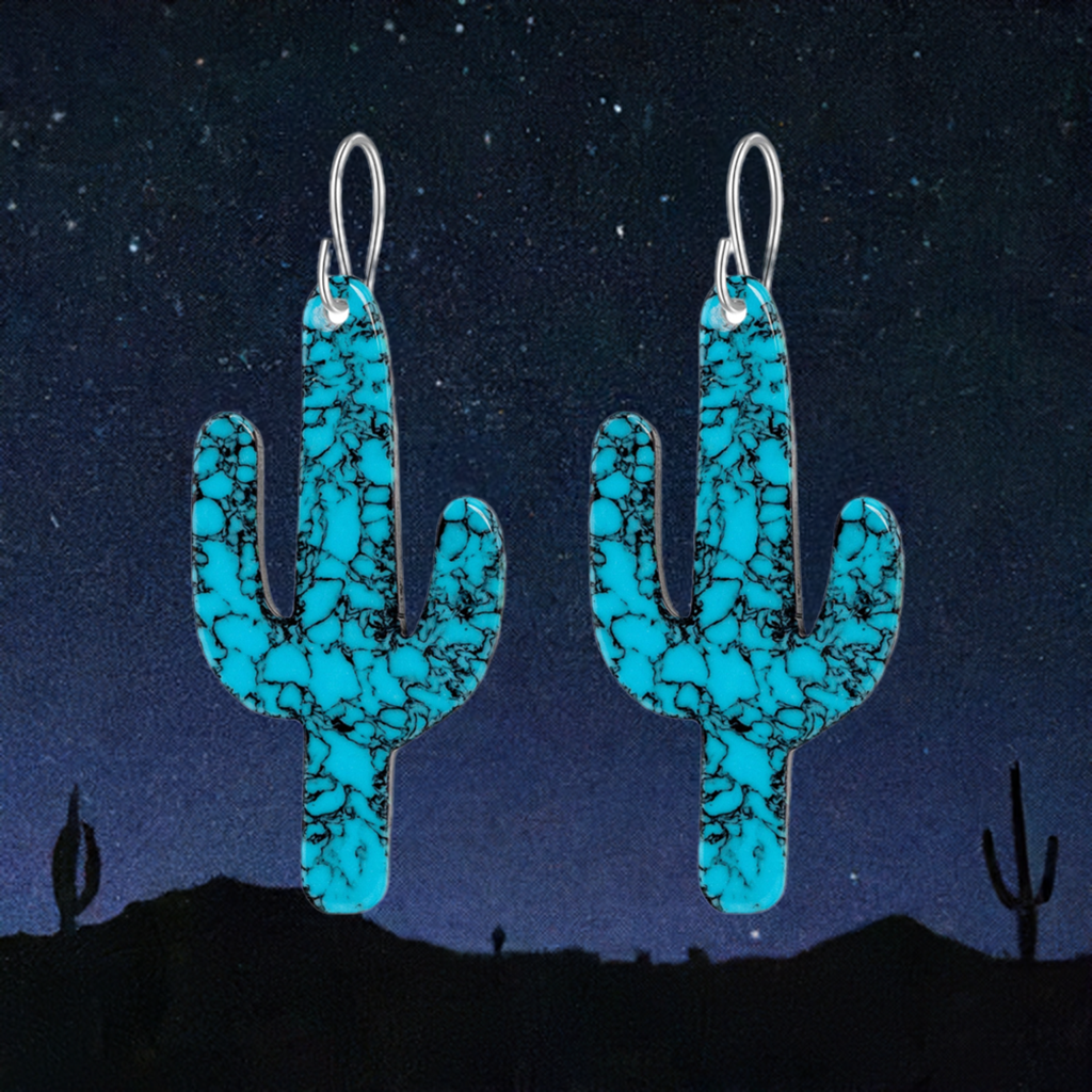 Turquoise Gibbsite Cactus Earrings