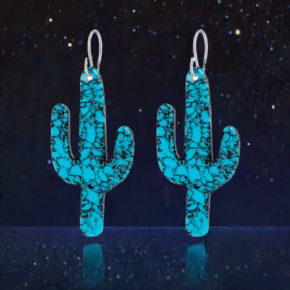 Turquoise Gibbsite Cactus Earrings