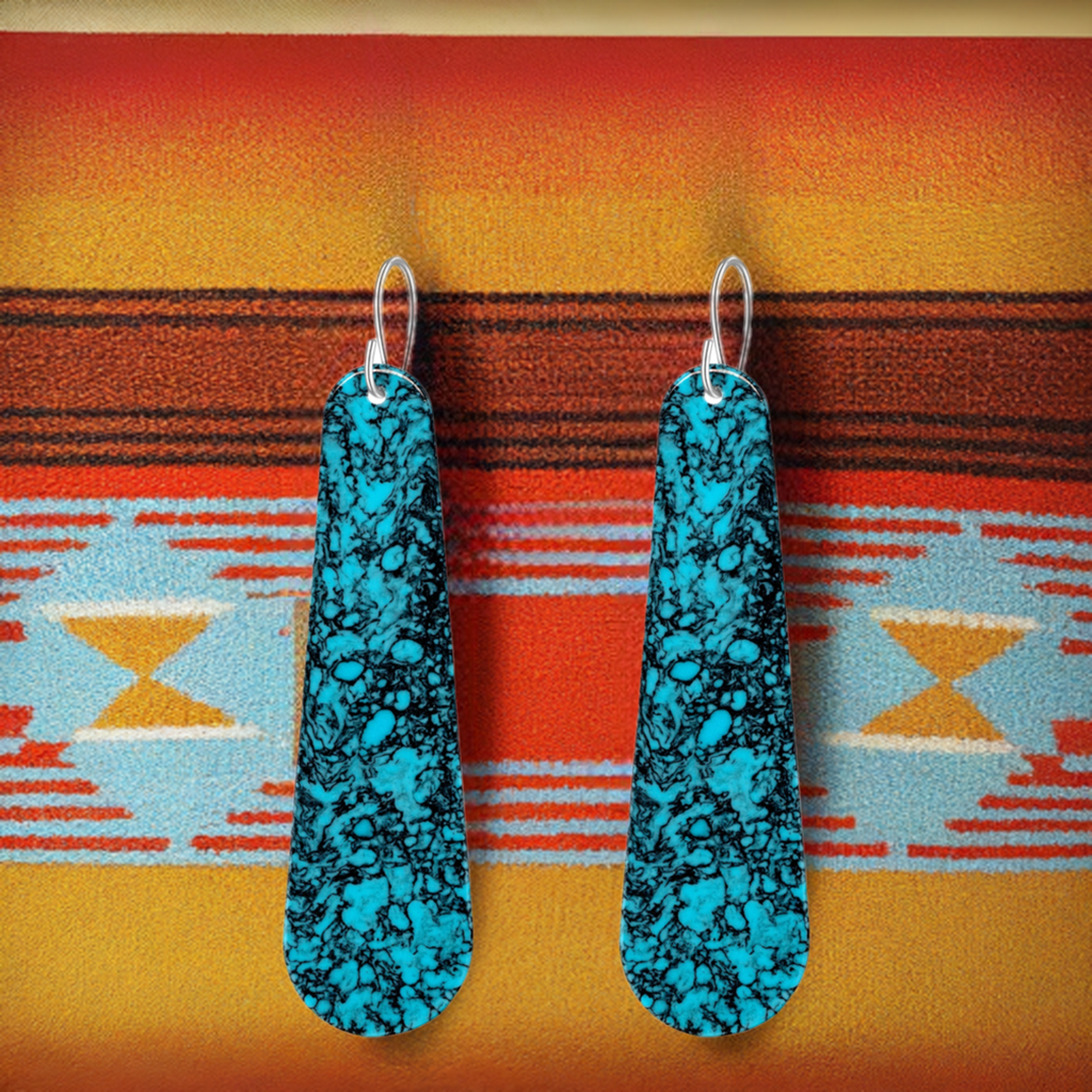 Turquoise Gibbsite Long Tear Drop Earrings