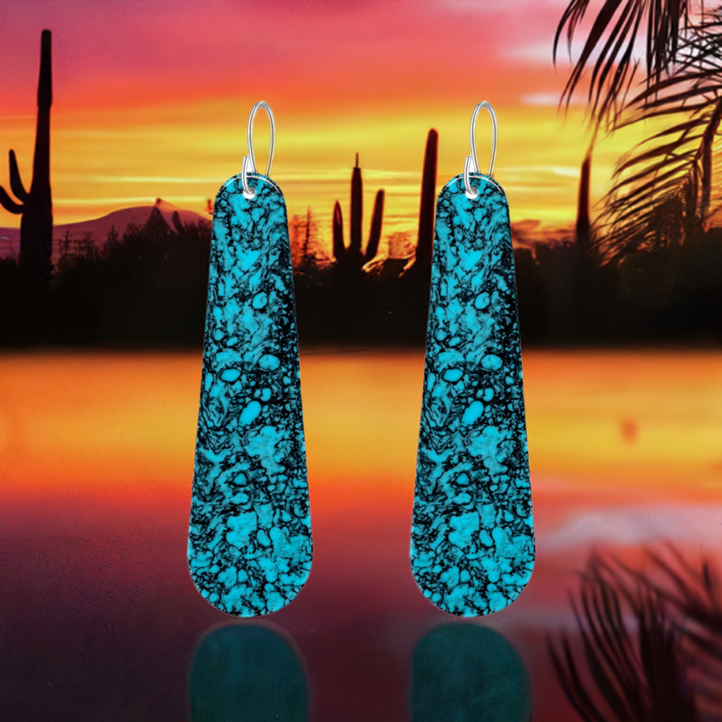 Turquoise Gibbsite Long Tear Drop Earrings