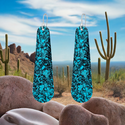 Turquoise Gibbsite Long Tear Drop Earrings