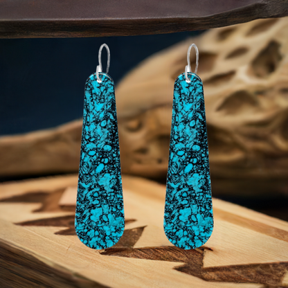 Turquoise Gibbsite Long Tear Drop Earrings