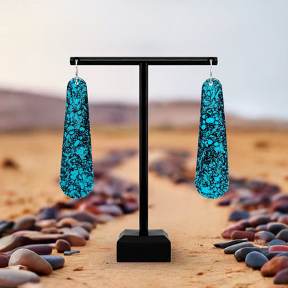 Turquoise Gibbsite Long Tear Drop Earrings