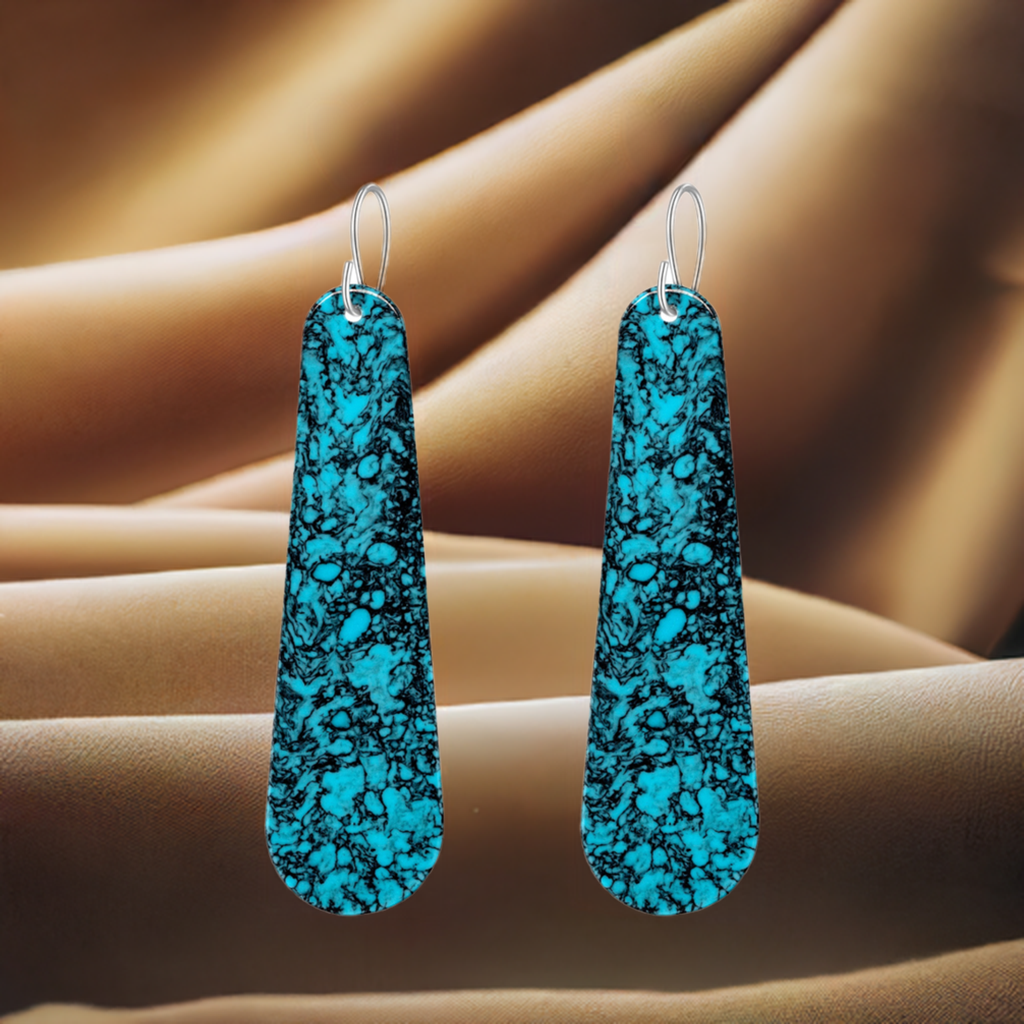 Turquoise Gibbsite Long Tear Drop Earrings