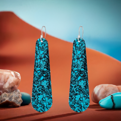 Turquoise Gibbsite Long Tear Drop Earrings