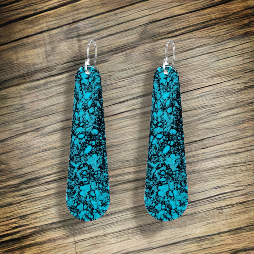 Turquoise Gibbsite Long Tear Drop Earrings