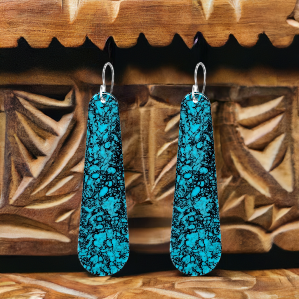 Turquoise Gibbsite Long Tear Drop Earrings