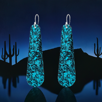 Turquoise Gibbsite Long Tear Drop Earrings