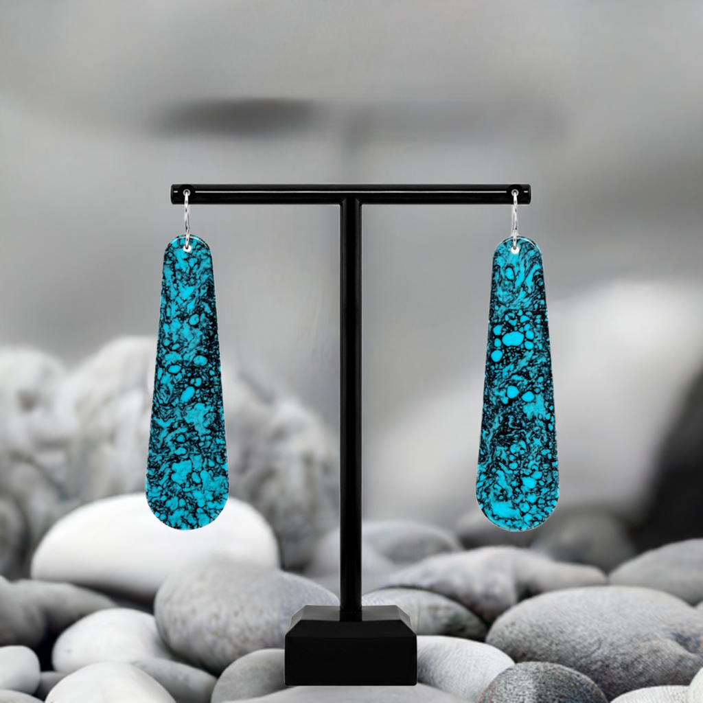 Turquoise Gibbsite Long Tear Drop Earrings