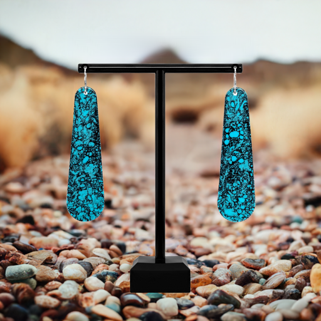 Turquoise Gibbsite Long Tear Drop Earrings