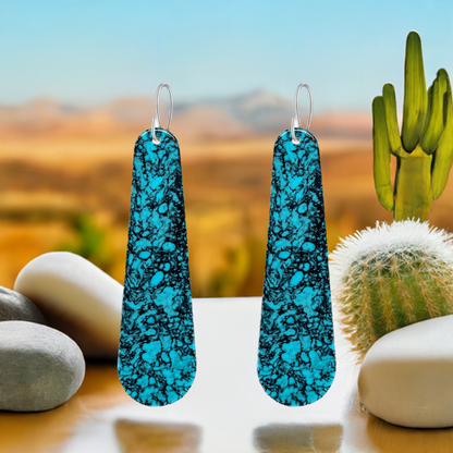 Turquoise Gibbsite Long Tear Drop Earrings