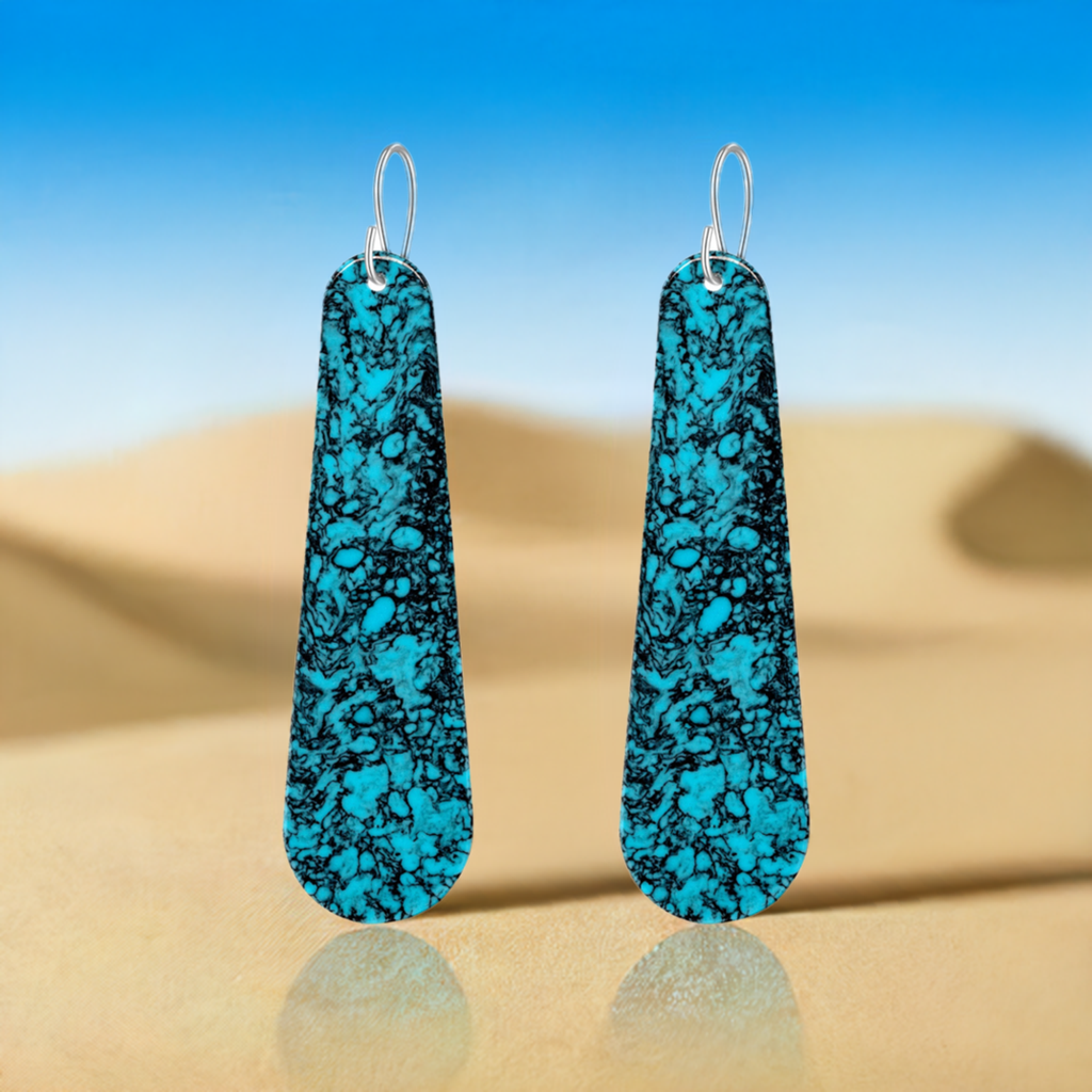 Turquoise Gibbsite Long Tear Drop Earrings