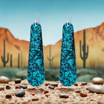 Turquoise Gibbsite Long Tear Drop Earrings