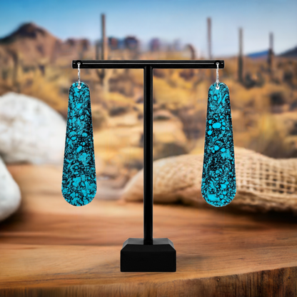 Turquoise Gibbsite Long Tear Drop Earrings