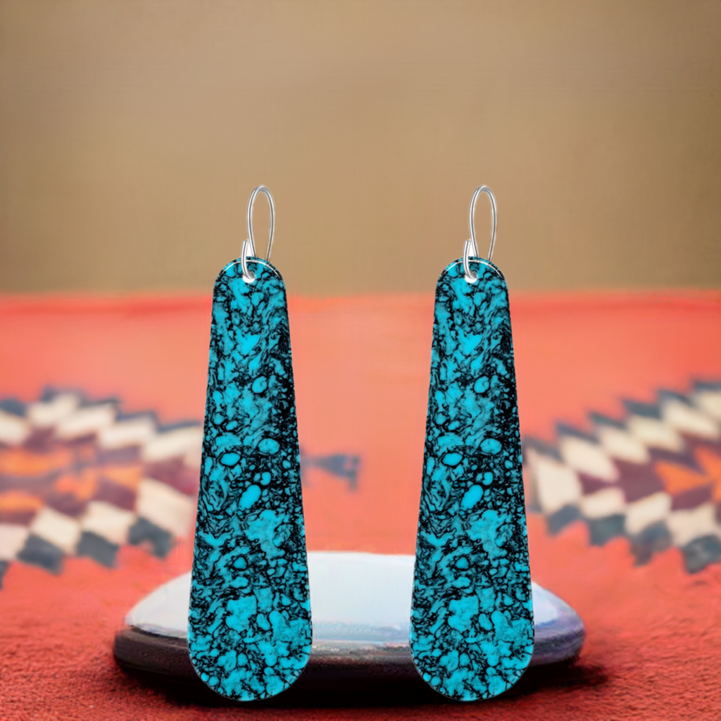 Turquoise Gibbsite Long Tear Drop Earrings