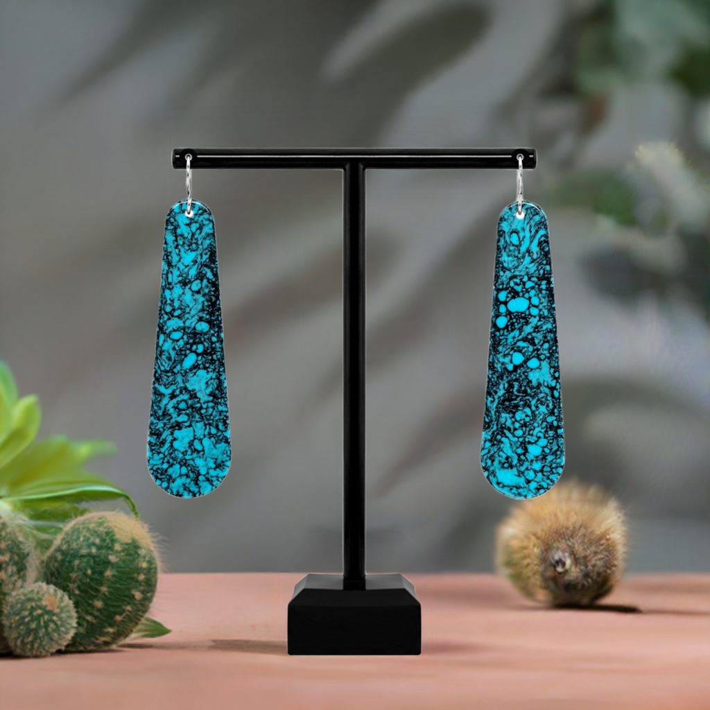 Turquoise Gibbsite Long Tear Drop Earrings