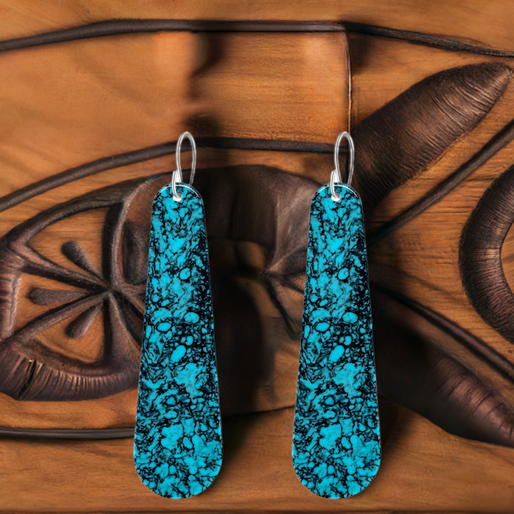 Turquoise Gibbsite Long Tear Drop Earrings