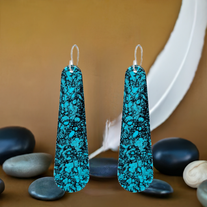 Turquoise Gibbsite Long Tear Drop Earrings