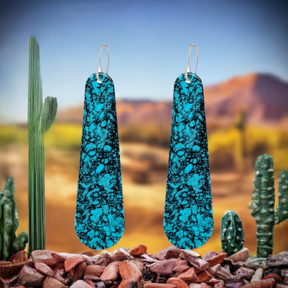 Turquoise Gibbsite Long Tear Drop Earrings