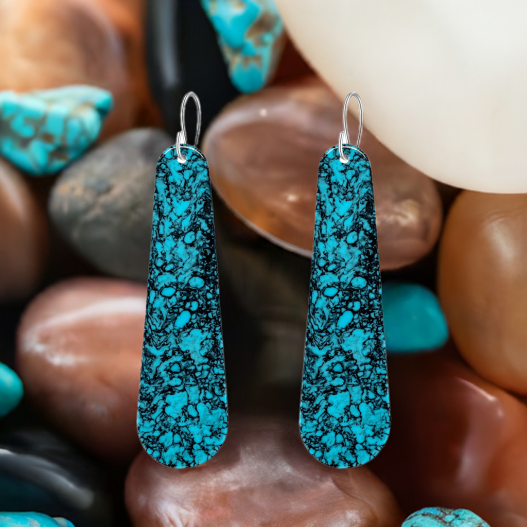 Turquoise Gibbsite Long Tear Drop Earrings