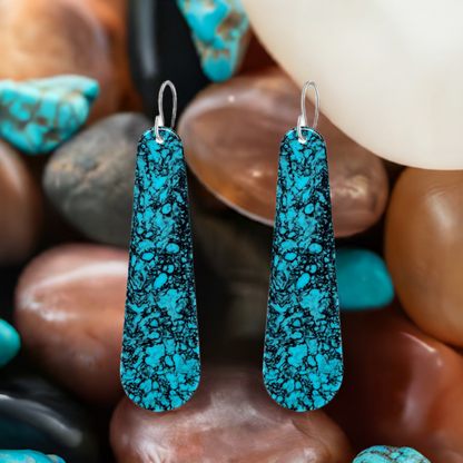 Turquoise Gibbsite Long Tear Drop Earrings