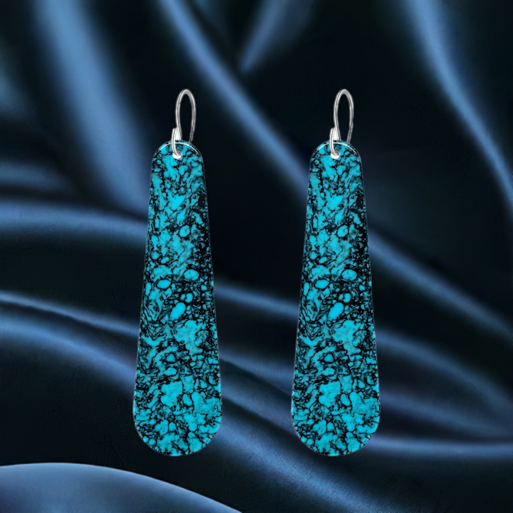 Turquoise Gibbsite Long Tear Drop Earrings