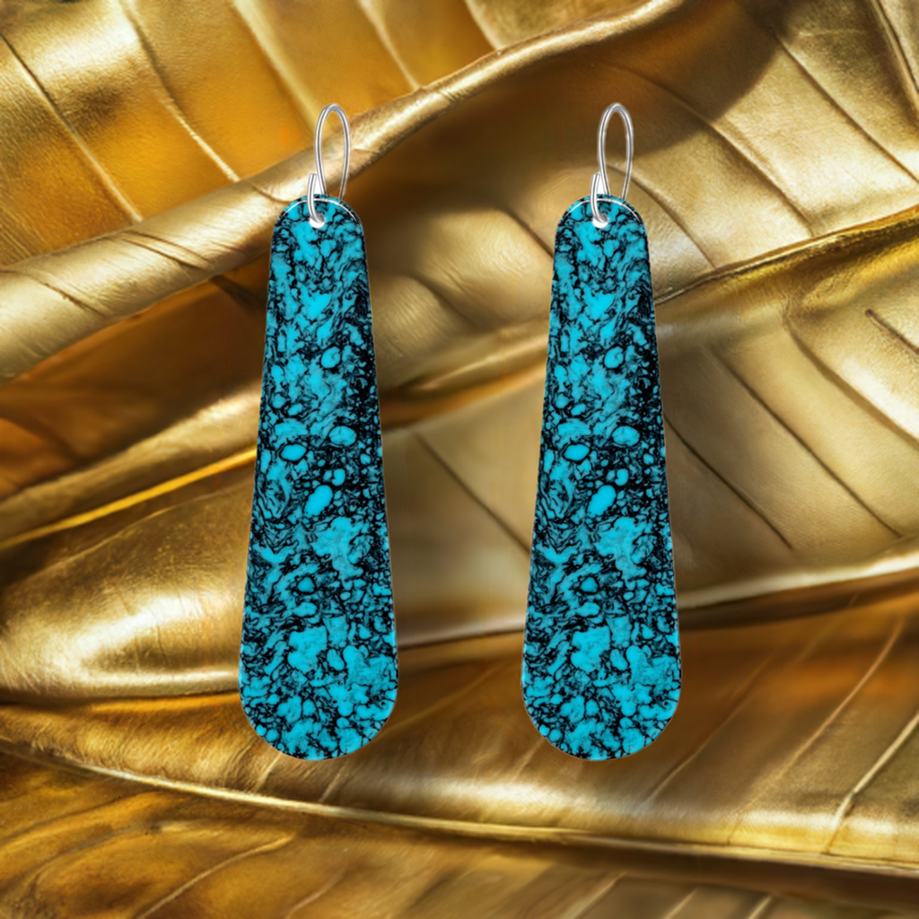 Turquoise Gibbsite Long Tear Drop Earrings