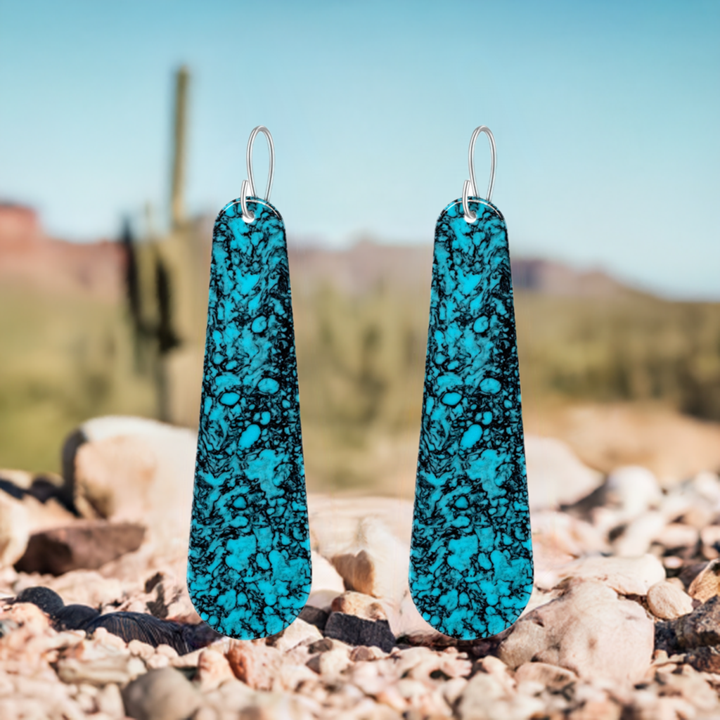 Turquoise Gibbsite Long Tear Drop Earrings