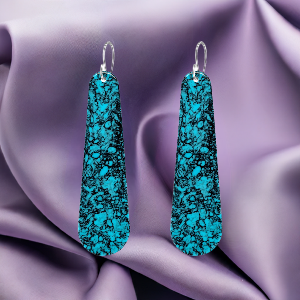 Turquoise Gibbsite Long Tear Drop Earrings