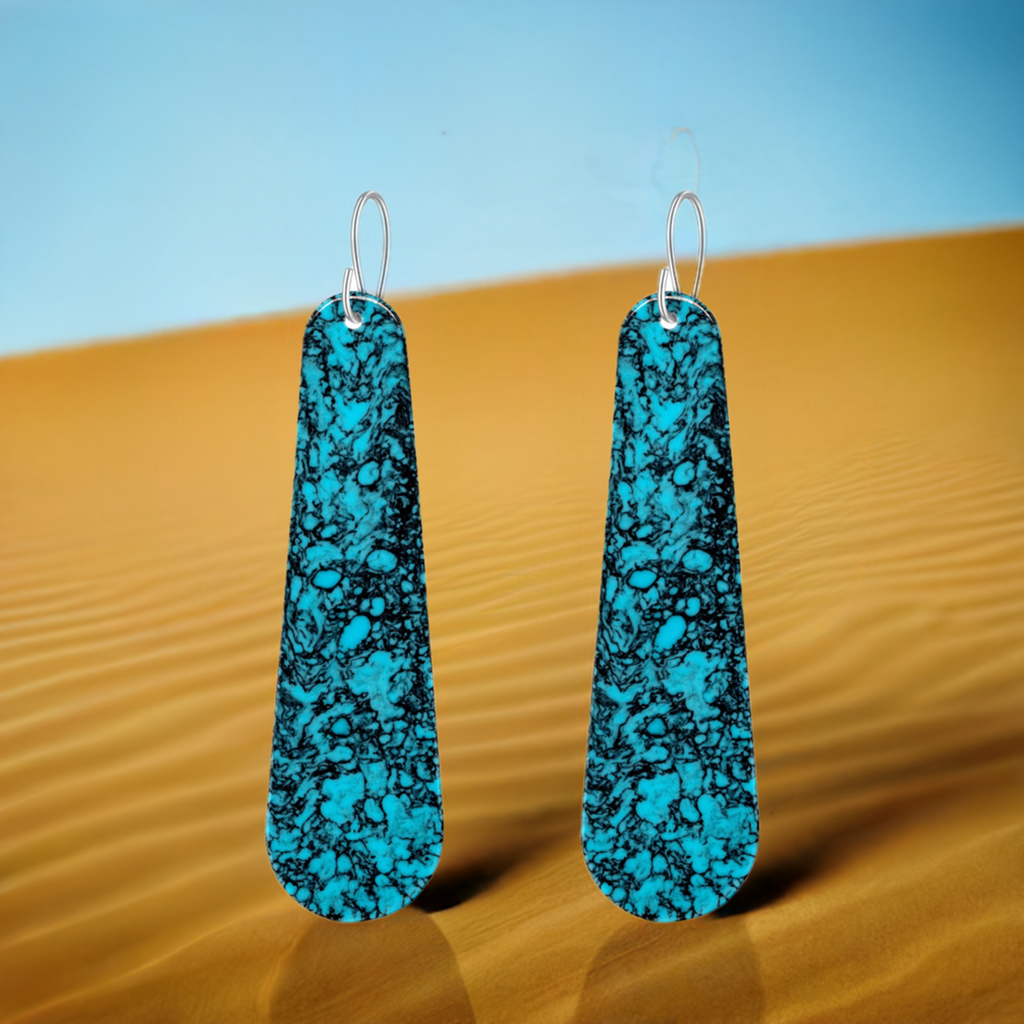 Turquoise Gibbsite Long Tear Drop Earrings