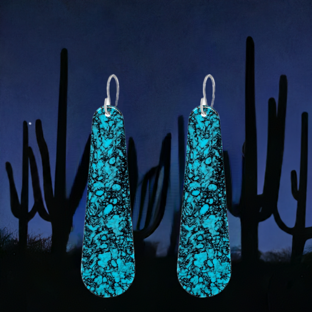 Turquoise Gibbsite Long Tear Drop Earrings