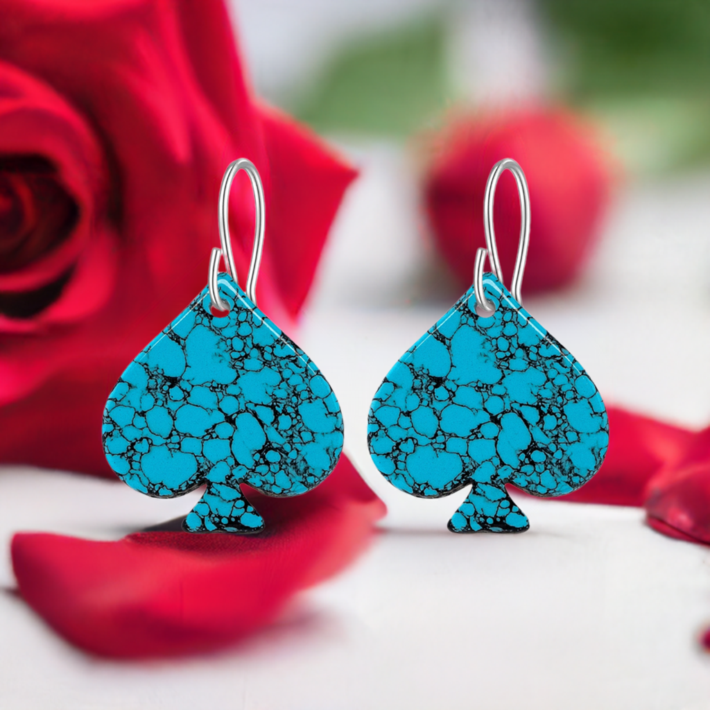 Blue Turquoise Gibbsite Spade Earrings