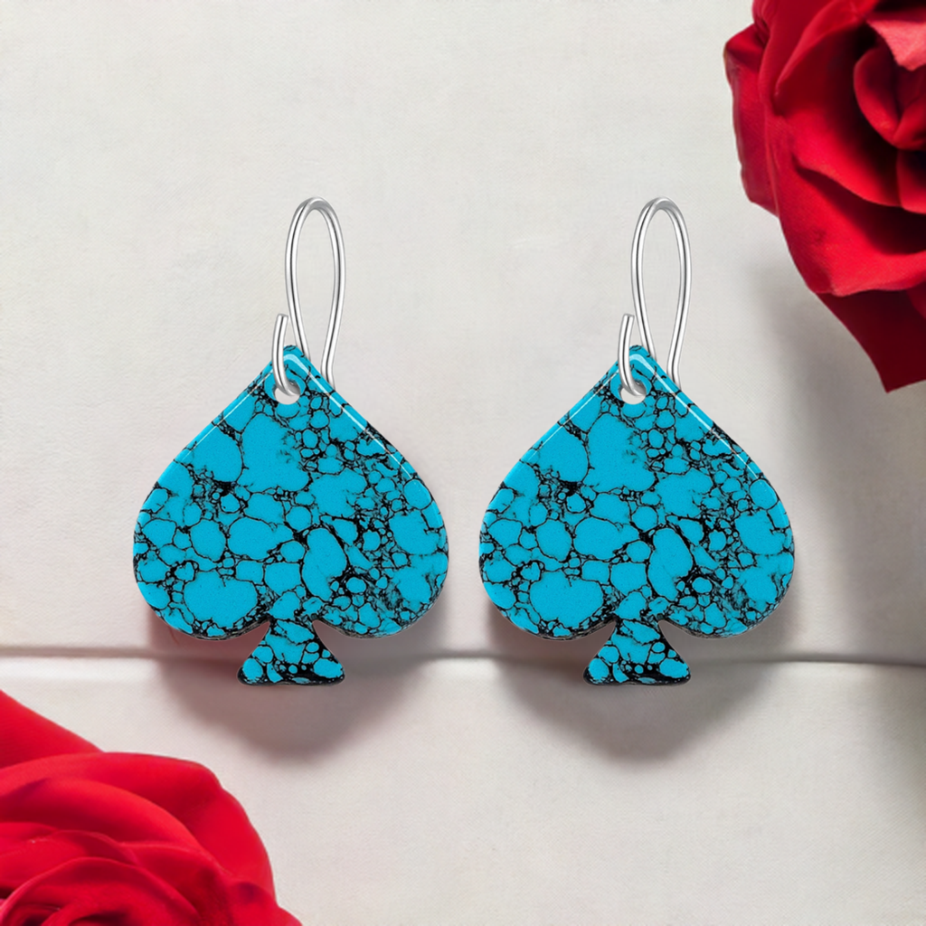 Blue Turquoise Gibbsite Spade Earrings