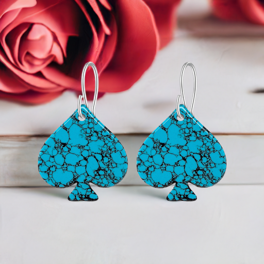 Blue Turquoise Gibbsite Spade Earrings