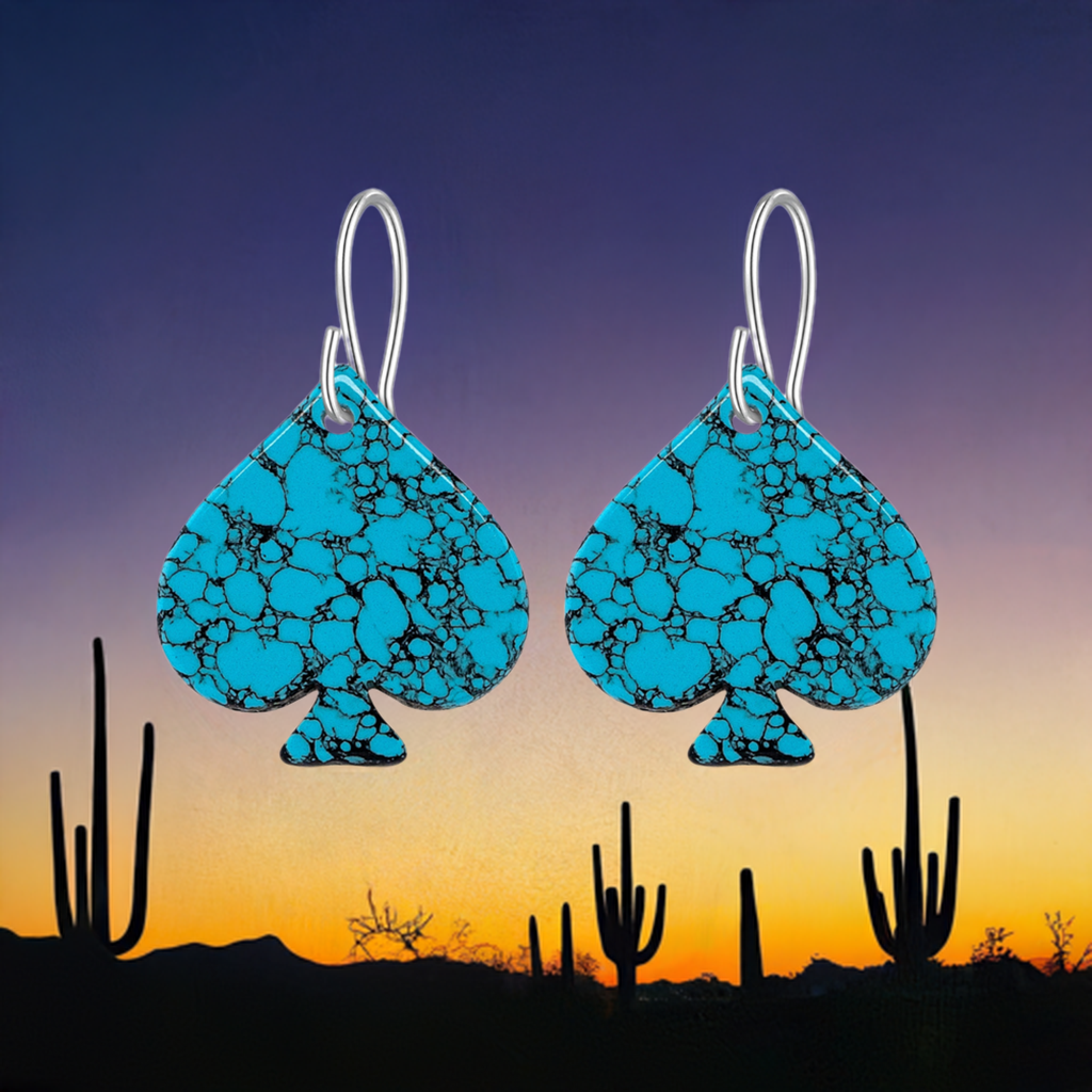 Blue Turquoise Gibbsite Spade Earrings