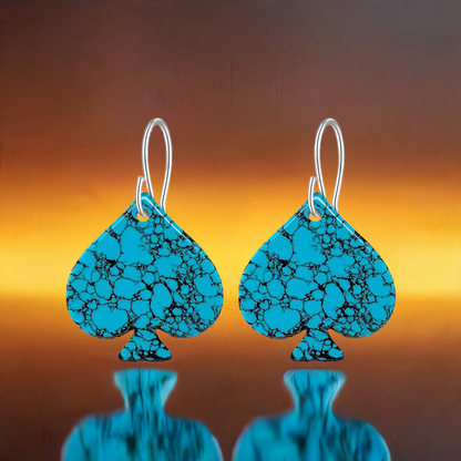 Blue Turquoise Gibbsite Spade Earrings