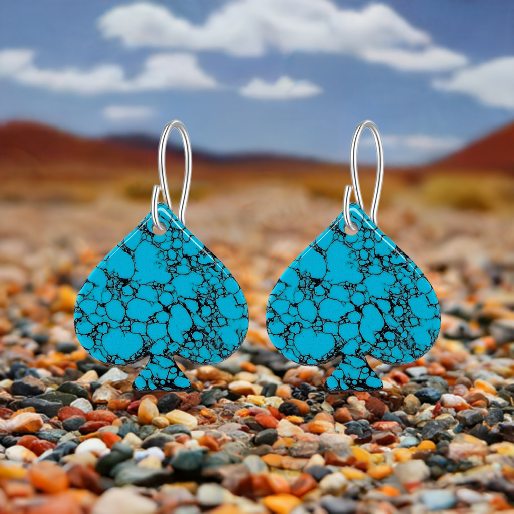 Blue Turquoise Gibbsite Spade Earrings