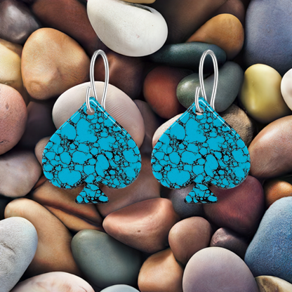 Blue Turquoise Gibbsite Spade Earrings