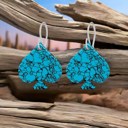 Blue Turquoise Gibbsite Spade Earrings