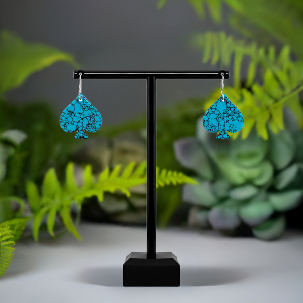 Blue Turquoise Gibbsite Spade Earrings