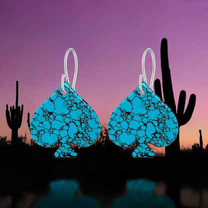 Blue Turquoise Gibbsite Spade Earrings