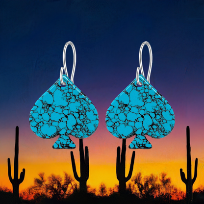 Blue Turquoise Gibbsite Spade Earrings