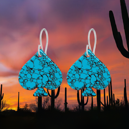 Blue Turquoise Gibbsite Spade Earrings